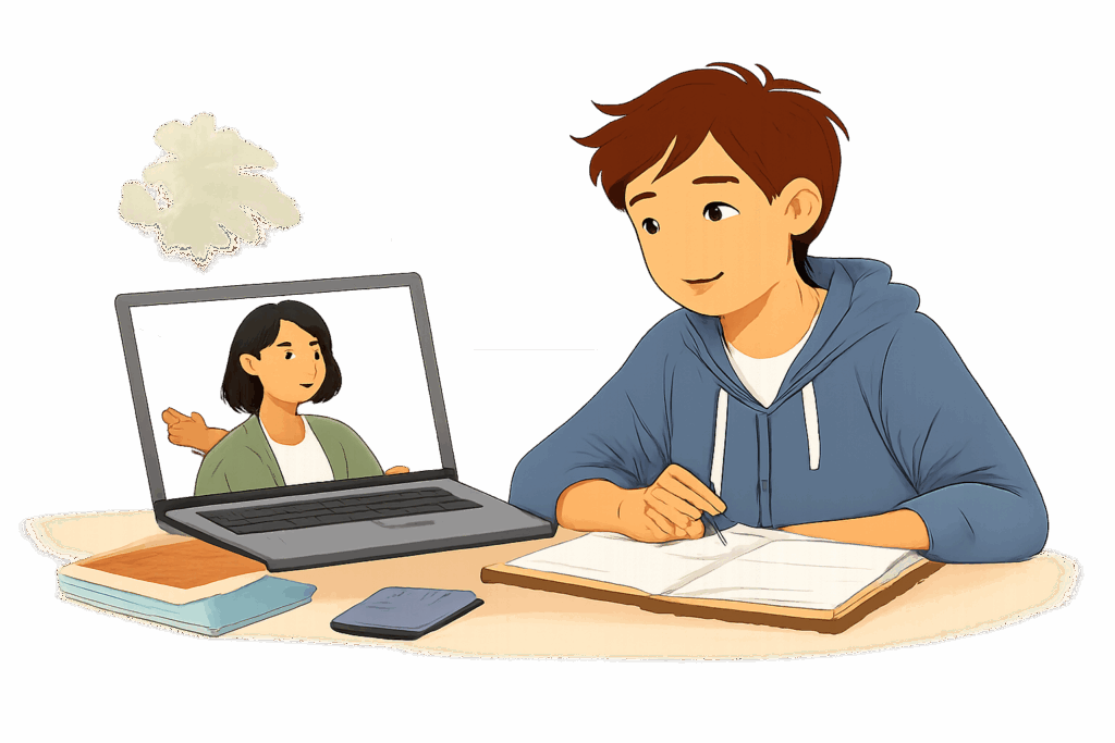 Student gaining confidence through online SAT math tutoring in the Columbia Gorge