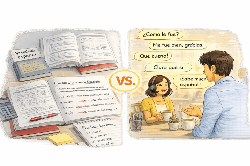 Conversational Spanish tutoring compared to traditional grammar-based learning