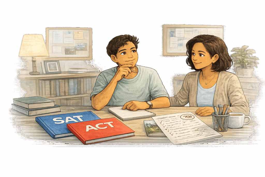 Columbia Gorge family comparing SAT and ACT options for college preparation