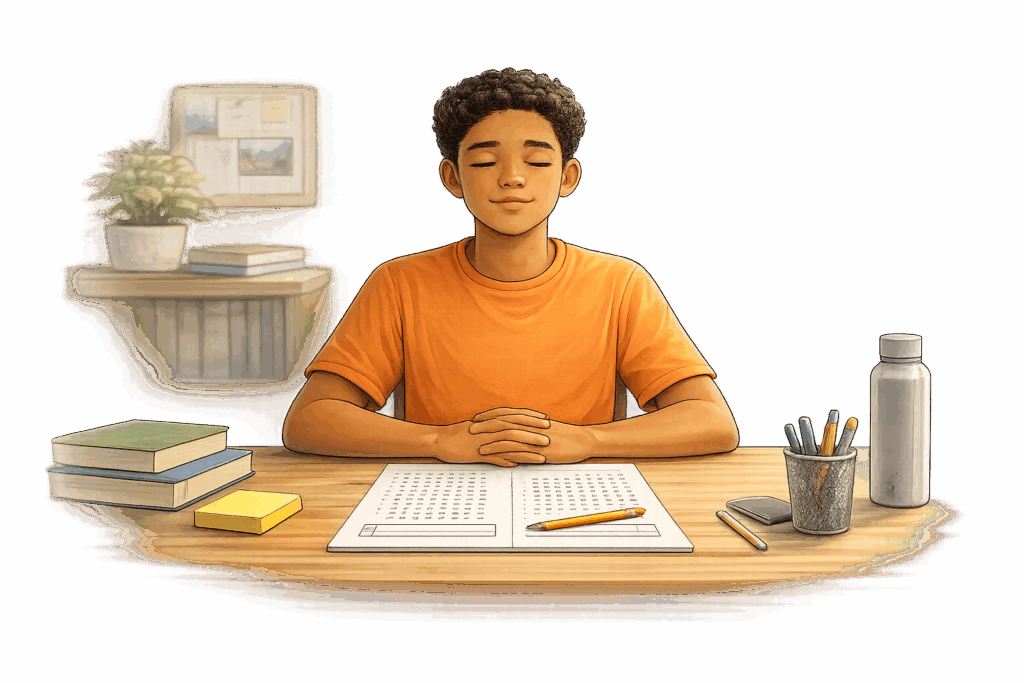 Student managing test anxiety during exam preparation in the Columbia Gorge
