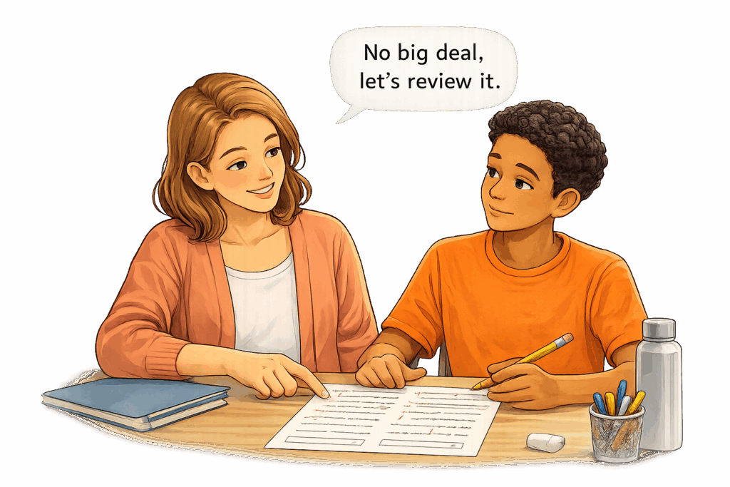 Tutor helping student manage test anxiety through guided practice