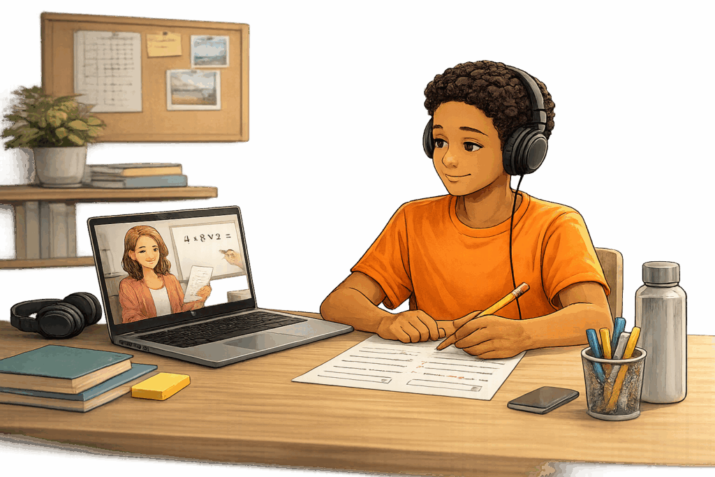 Online tutoring helping students feel calm and prepared for exams