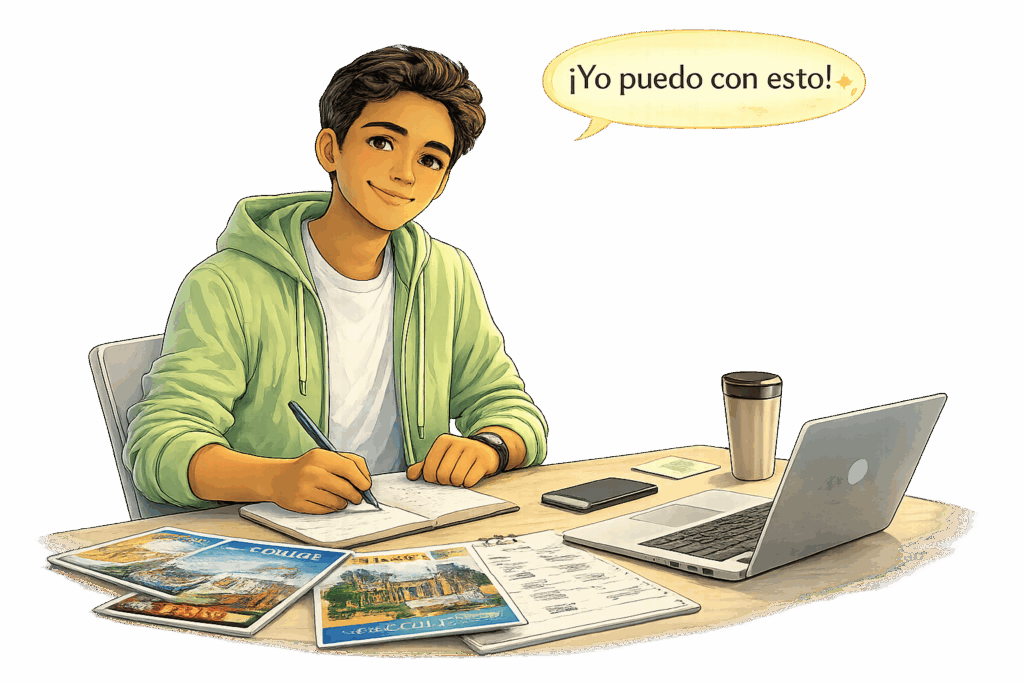 Estudiante de preparatoria en el Columbia Gorge preparándose para solicitudes universitarias