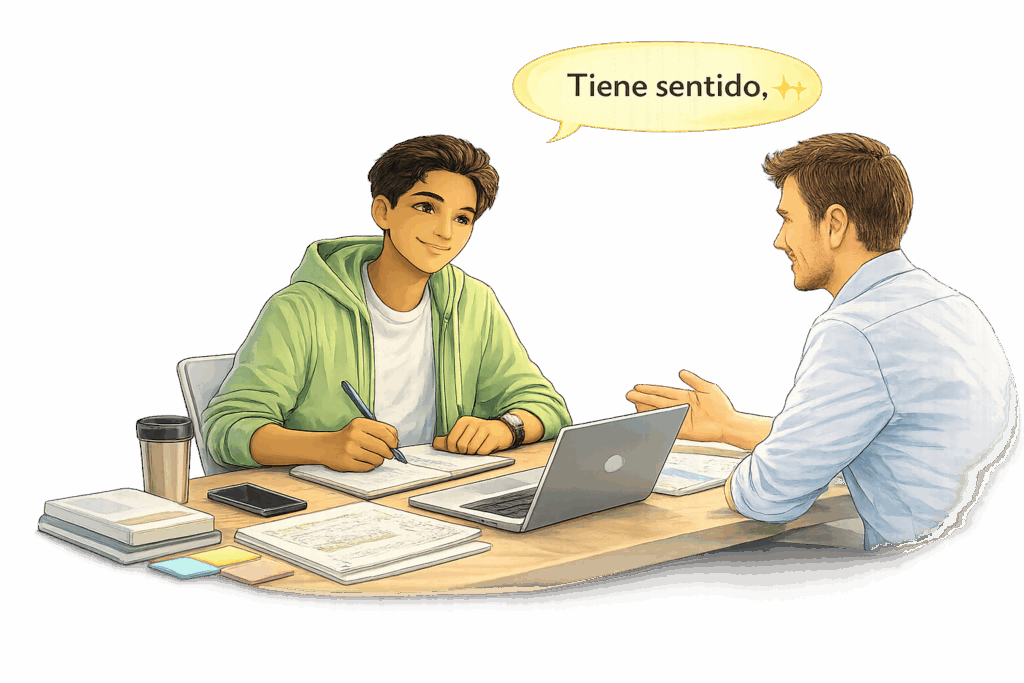 Sesión de tutoría en línea para preparación de exámenes universitarios