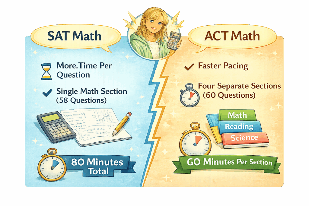 Visual comparison of SAT and ACT math sections for students