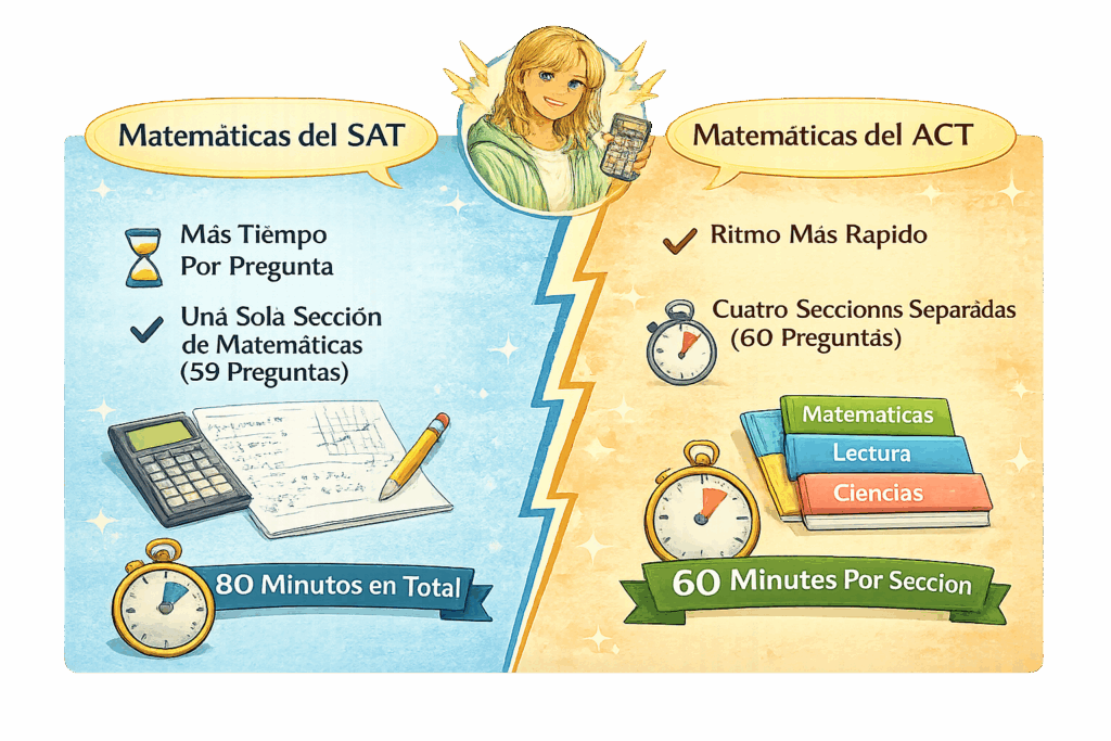 Comparación visual de las secciones de matemáticas del SAT y ACT