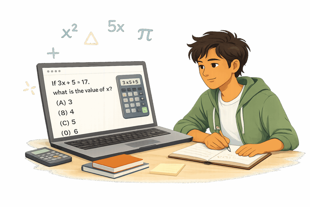High school student preparing for SAT math with online tutoring in the Columbia Gorge