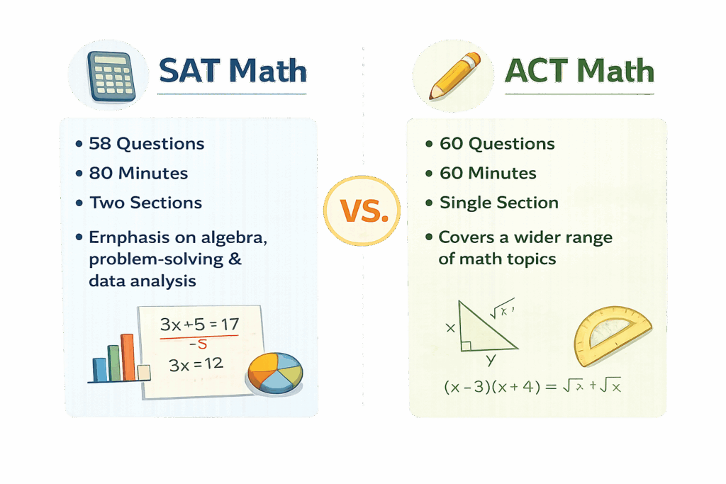 Comparing SAT vs ACT math sections for high school students