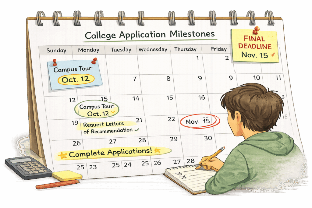 College application timeline planning for high school students