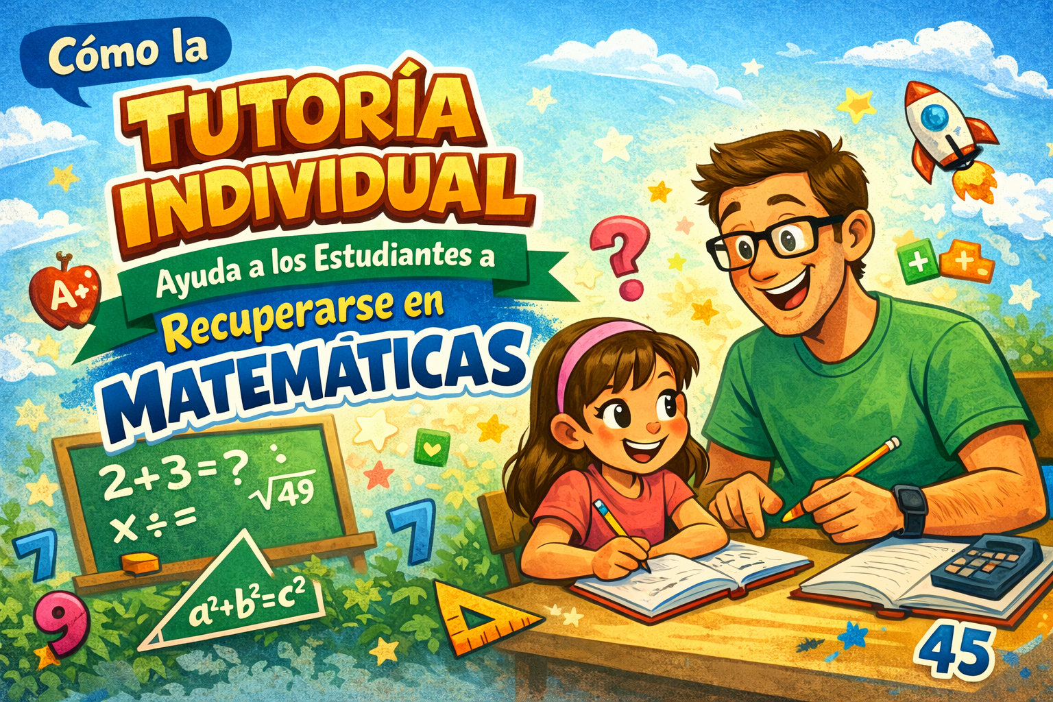 “Estudiante latina de preparatoria con dificultad en matemáticas en el salón de clases, ilustración de apoyo académico y tutoría individual en matemáticas.”