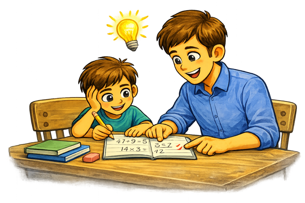 Estudiante reuniéndose con un tutor para apoyo en matemáticas en el Columbia Gorge.