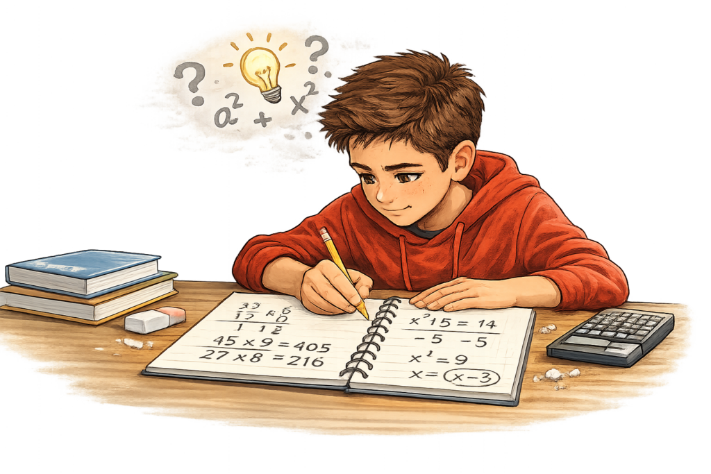 Student rebuilding foundational math skills learned from Algebra I tutoring.