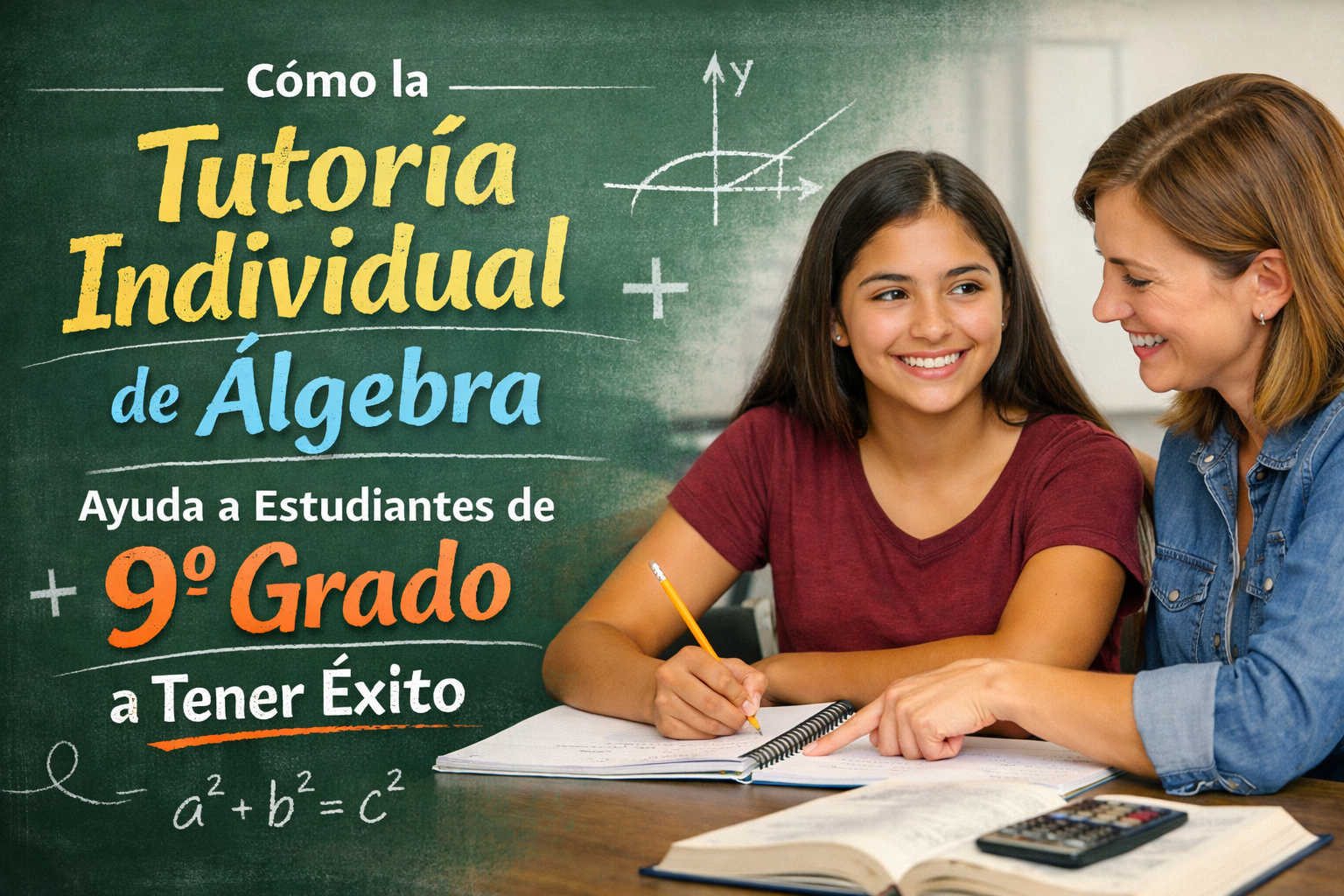 Estudiante de 9º grado recibiendo tutoría individual de Álgebra en The Dalles, Oregon, Columbia Gorge.