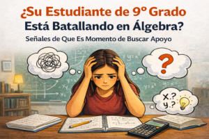 Estudiante de 9º grado en The Dalles, Oregon batallando con Álgebra I y mostrando señales de que necesita tutoría académica.