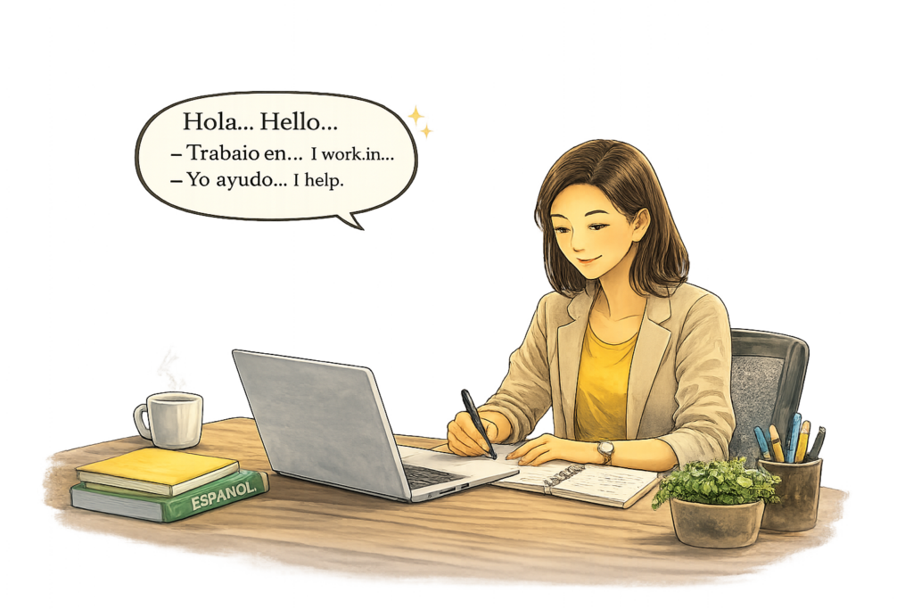 Adult professional in the Columbia Gorge practicing Spanish for work
