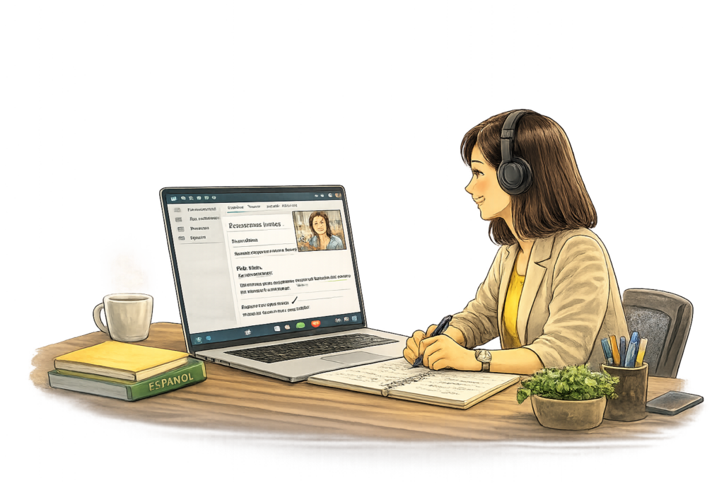Adult gaining confidence through personalized Spanish tutoring
