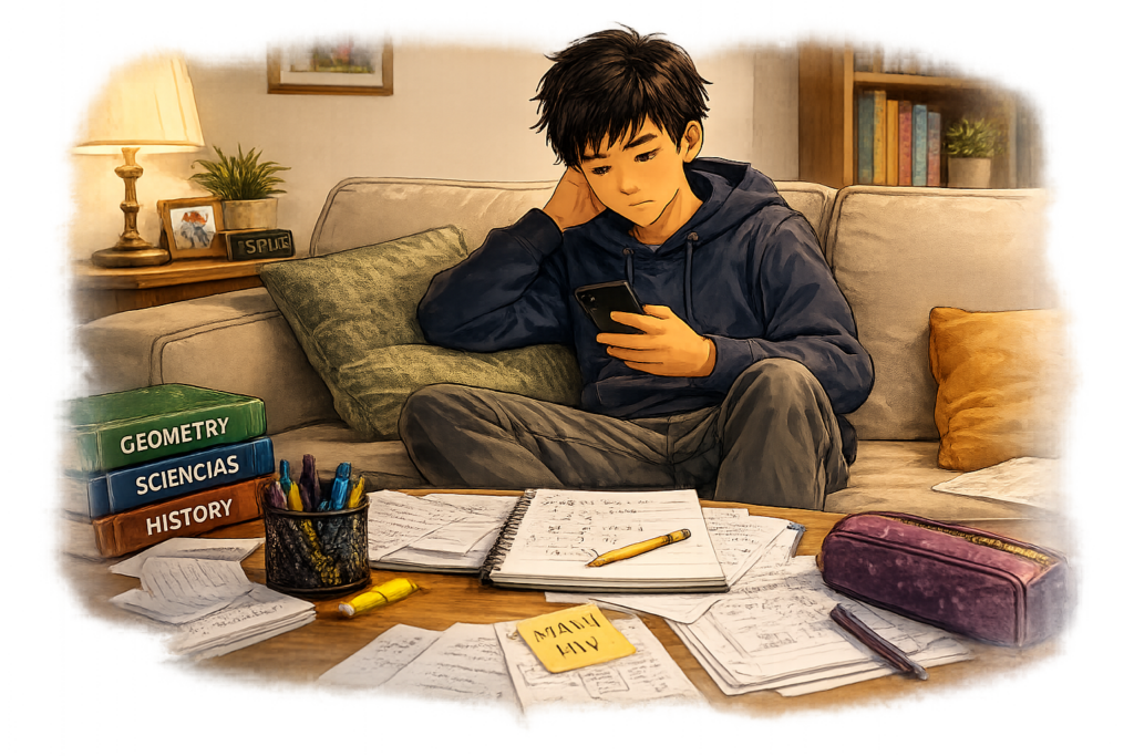 Student avoiding homework in The Dalles after school.