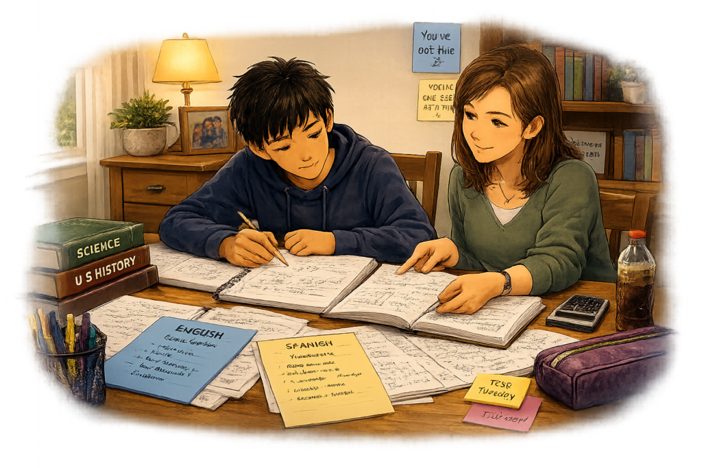 Tutor helping student with homework strategies in the Columbia Gorge.